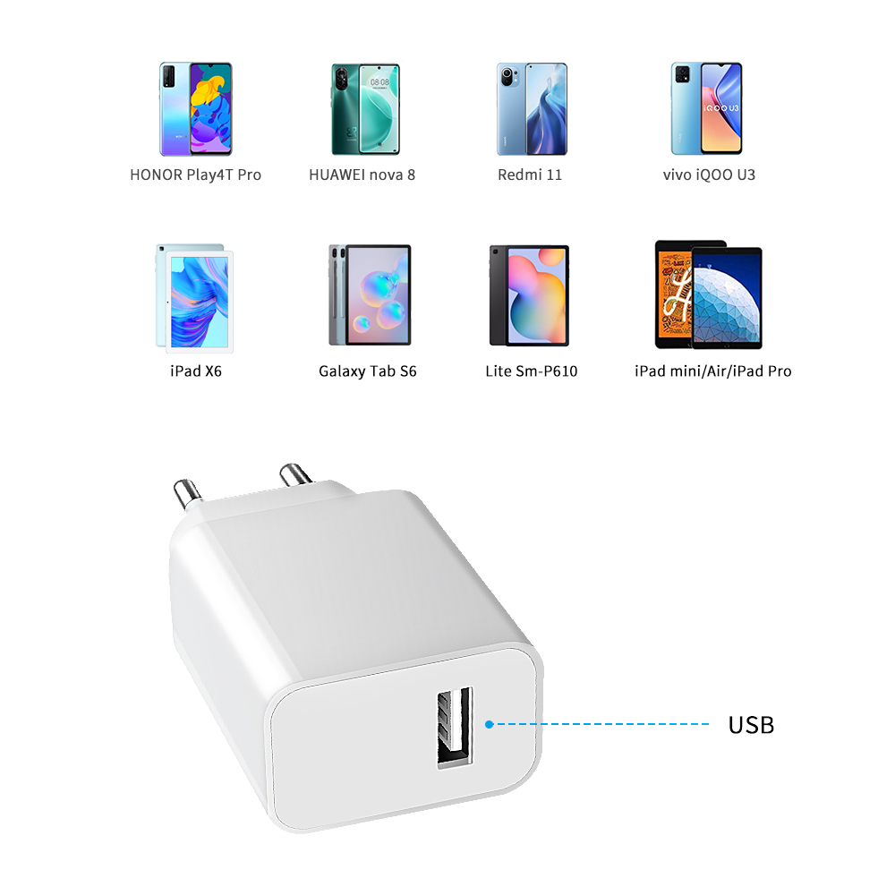 واحد منفذ 12W شاحن الجدار USB للهاتف / باد 2.4A