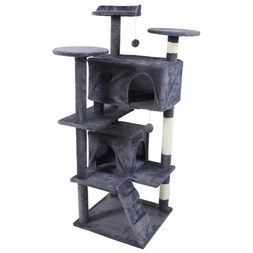 Eco-Friendly Cat Lounge Tree Tower Wooden Indoor Scratcher Multi Level Climbing Condo Comfortable Hammock Rest Christmas