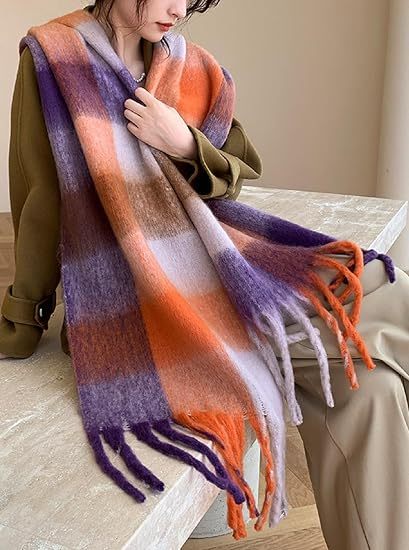Wander Agio Winter Women Warm Scarf Long Shawl Large Scarves Cold Weather Thick Blanket Scarfs Colorful Plaid
