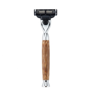 Triple Blade Bamboo Razor with Recycled Paper Packaging: Stainless Steel Shaving Solution