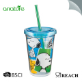 Double Wall Plastic Tumbler Dengan Straw And Tail