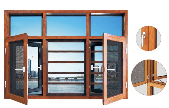 casement window with mesh