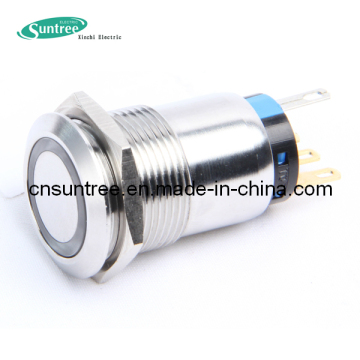 Waterproof 19mm Diameter 1no 1nc Stainless Steel Latching LED Light Illuminated Pushbutton Switch 12V DC