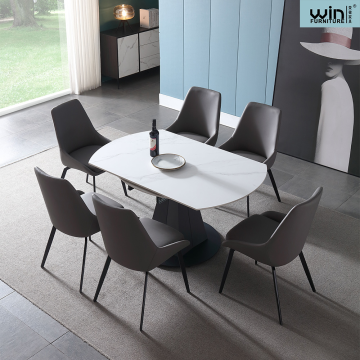 Rock Slate Plate extendable Dining Table Set