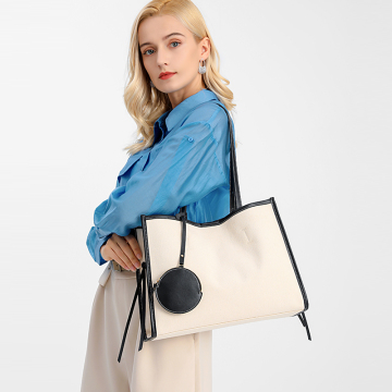 Große Canvas-Tragetasche lässige Strandhandtasche Geldbörse