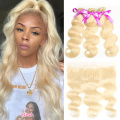 Wholesale double drawn unprocessed russian platinum virgin cuticle aligned honey blonde raw human hair 613 bundles