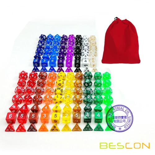 BESCON Assorted Colorfed Polyhedral RPG Dice Set 126pcs