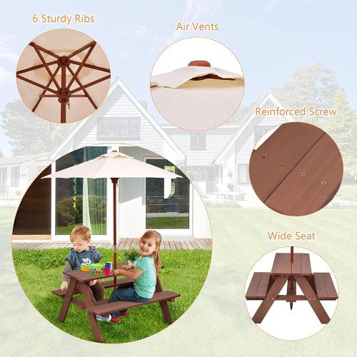 Garden Picnic Table Outdoor Wooden Toddler Patio Table Bench Set Factory