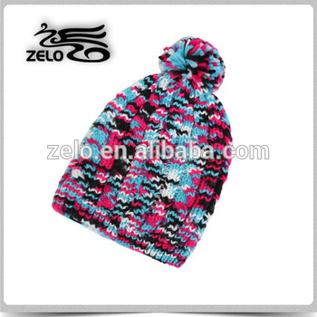 2015 fashion custom knitted pom beanie hat women