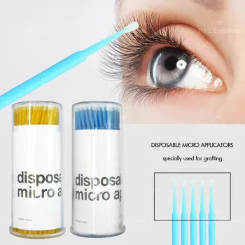 100 Pcs/Pack Micro Brush Disposable Microbrush Applicators Eyelash Extensions Remove False Eyelashes Cotton Swab