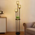 Country style vertical floor lamp with rope shade