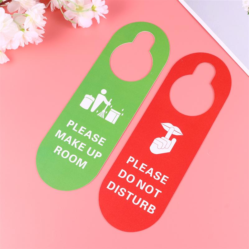 2Pcs Hanging Doorplate Double Side Hangtag No Disturbing Cleaning Door Pendant Creative Door Hanging Board Decoration 8x25cm