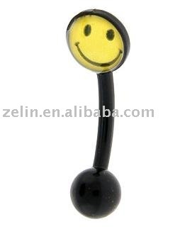 bioplast smiley face logo eyebrow ring,316L jewlery,body jewelry