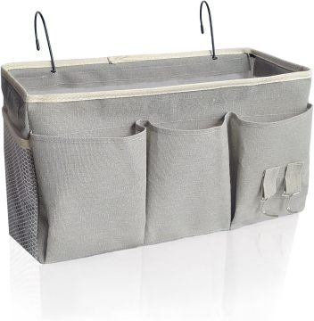 Grey Hanging Bedside Caddy for Dorms