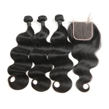 10A Wholesale Body Wave Natural Bundles In Bulk 100% Unprocessed Virgin Indian Hair With Closure Human Hair Bundles