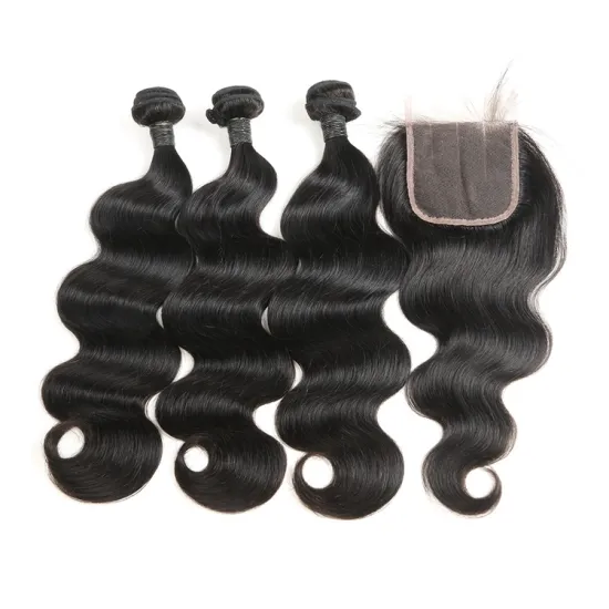 10A Wholesale Body Wave Natural Bundles In Bulk 100% Unprocessed Virgin Indian Hair With Closure Human Hair Bundles