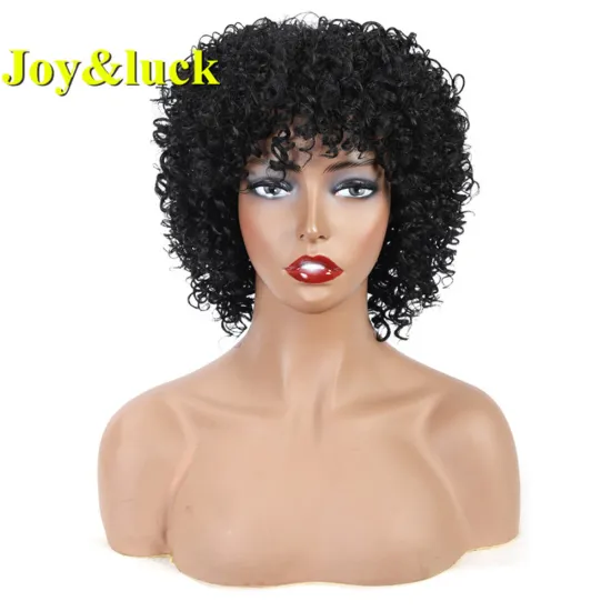 Black Curl Wholesale Wigs Machine Made African Ladies Hair Wigs for Black Women Party Natural Short Curly Synthetic Hair Wigs