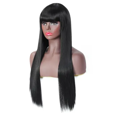 ZYR Synthetic Wig High Temperature Fiber Long Silky Straight Hair Wigs For Women Pink Orange Black Wig Cosplay Or Party