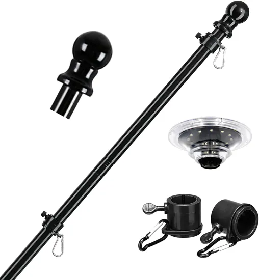 Outdoor Aluminum Flagpoles with Solar Light Topper