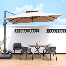 Dia 2,5 mètres Rond Round Patio Umbrella - Cadre de bois de teck avec tissu Sunbrella