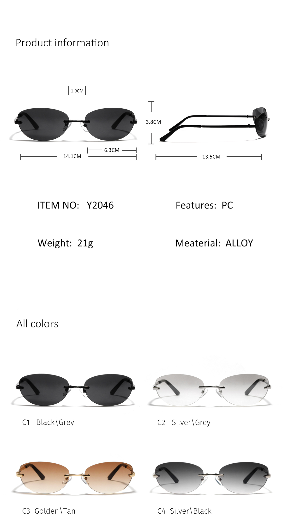 Square Metal Frame Sunglasses