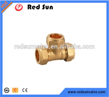 HR7030 factory manufacture brass water cooper pipe compression tee fittings