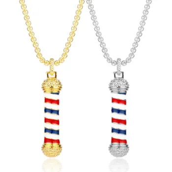 Vinnie Fashion 3D Barber Pole Chain Pendant Necklace