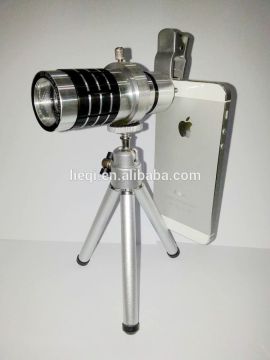 Universal mobile phone clip 12X metal telescope lens with tripod for smartphone/ip/pad/notebook PC for sale monocular telescope