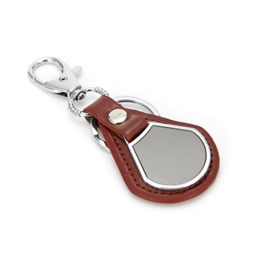 Fan Shaped Zinc Alloy Custom Keychain with Car Leather