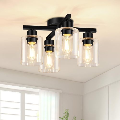 Semi Flush Mount Glass Shade Ceiling Light