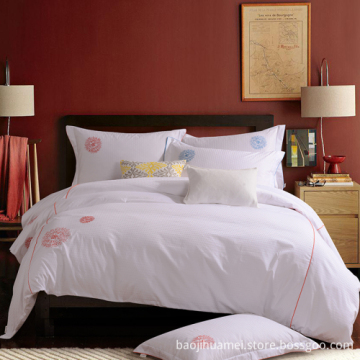 Embroidered 4 PCS 100% Cotton Simple Style Bedding Sets