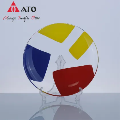 ATO printed home tableware glass charger plates