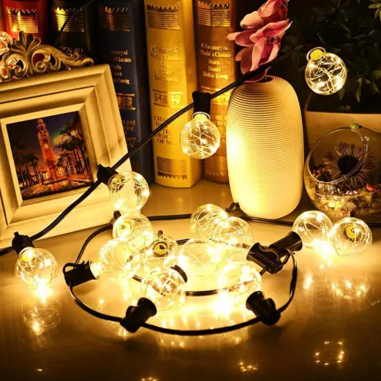 Hot Selling G40 Copper Wire LED String Light Warm White Solar IP65 Waterproof Garland