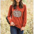 Sweatshirts de citrouilles imprimées à imprimé léopard pour femmes