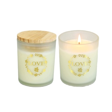 Custom Transparent Frosted Candle Jars with Bamboo Lids - 7oz, 10oz, 14oz