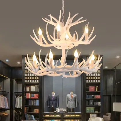 Rustic Chain Art Lamp - Deer Pendant Lamp Reproduction Antler Chandelier