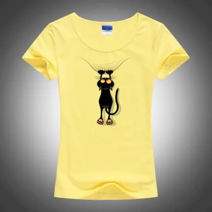 Hot sale summer naughty black cat 3D t shirt women lovely cartoon shirt Good quality comfortable brand cotton shirts