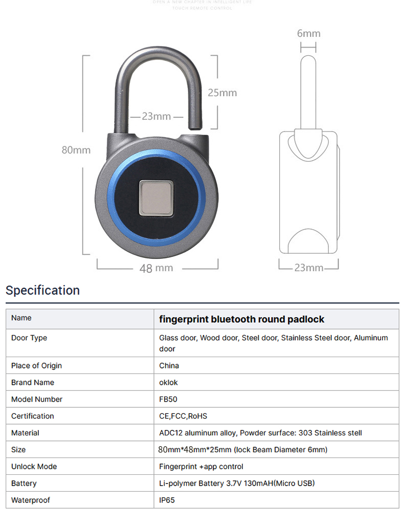 Smart Waterproof Round Padlock