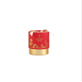 Caixa redonda vermelha do cilindro de veludo com fita