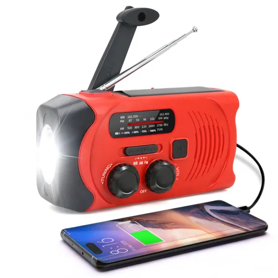 Hand Crank Solar Radio with 2000mAh Battery - AM/FM Portable Camping Radio with Lighting Function