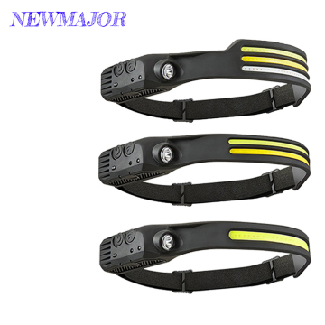 โหมดแสง NEWMAJOR 3 โหมด COB ไฟหน้าพร้อมเซ็นเซอร์และแบตเตอรี่ในตัว