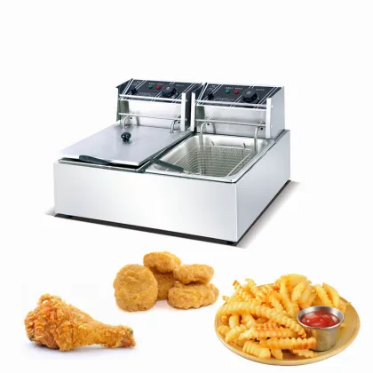 Guangzhou Stainless Steel Double Basket Electric Deep Fryer for Sale