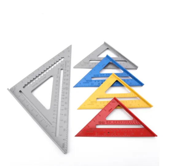 7" & 12" Aluminum Alloy Triangle Angle Ruler - 90 Degree Metal Carpenter Square Woodworking Measure Ruler