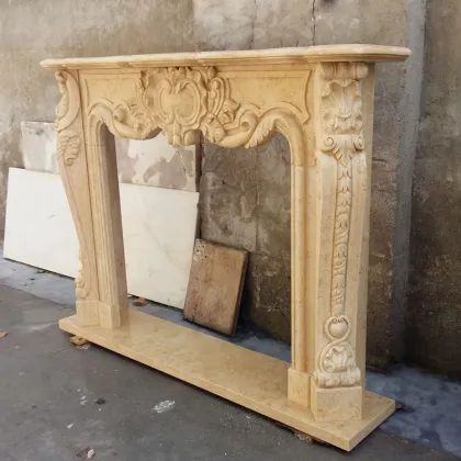 Antique louis-xv-style fireplace stone carving marble fireplace