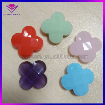12mm Drilled 4 Clovers Faceted Glass Stones for Making Necklace Jewelry