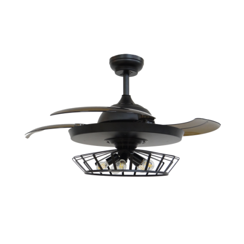 Black Classic Fan Lamp with 5 Bulbs
