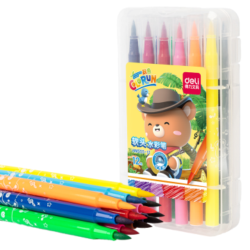 Deli HM555-12 144 Box Set of 12pcs Soft-headed Watercolor Pens for Children