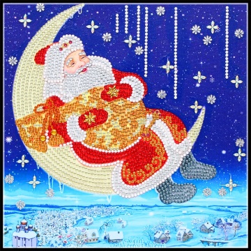 Decoración de pintura de diamantes de la luna y de Santa.