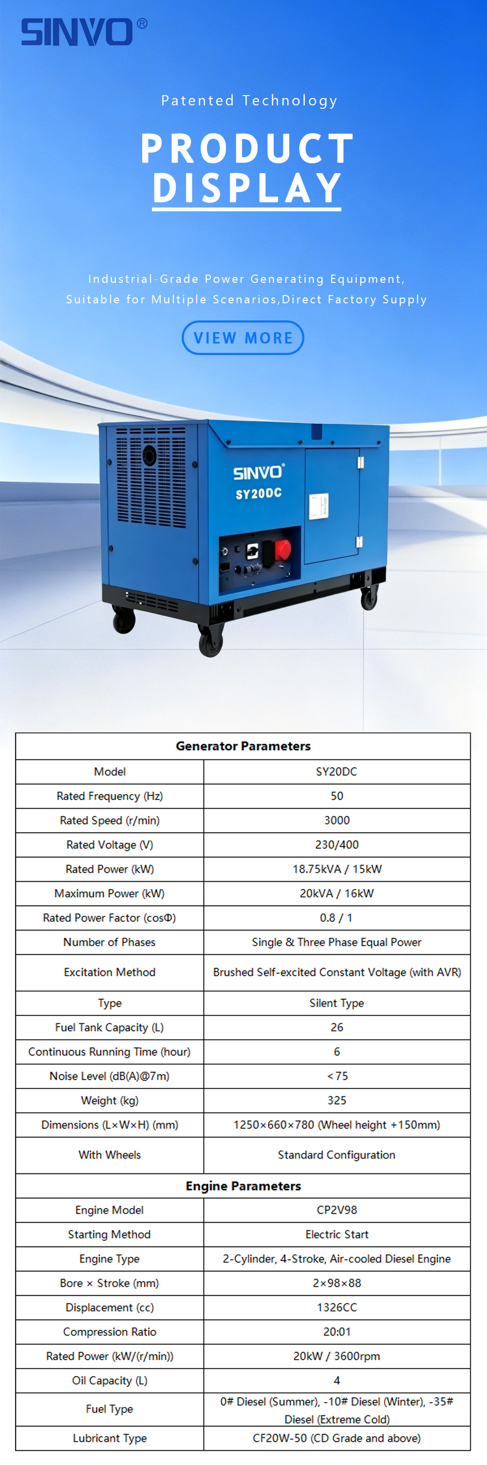 34.SY20DC Open Frame Mobile Diesel Generator 