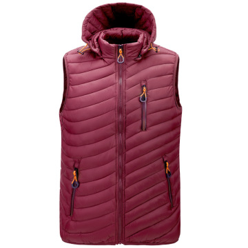 Duck Down Padded Men's Puffer Vest with Water Ripple Quilting Design